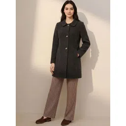 METTLE Women Self Design Single-Breasted Overcoat-picture-33