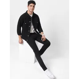 Mevan Men Black Solid Regular Fit Denim Jacket-picture-35