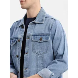 Mevan Men Blue Solid Regular Fit Denim Jacket-picture-37