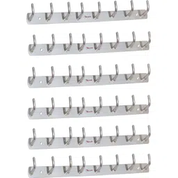 mexon L Shape 8 Pin Hook Stainless Steel Bathroom Cloth Hooks / Hanger / Key Holder / Door Wall Robe Hooks Rail for Hanging Keys, Clothes, Towel Hook Rail Stainless Steel Steel Dress Pack of 6 Hangers For Dress-picture-29