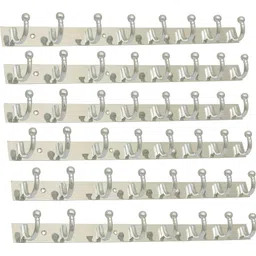 mexon ROUND U Shape 8 Pin Glossy Hooks Stainless Steel Bathroom Cloth Hooks / Hanger / Key Holder / Door Wall Robe Hooks Rail for Hanging Keys, Clothes, Towel Hook Rail Eco Friendly Stainless Steel Steel Steel Dress Pack of 6 Hangers For Dress-picture-30