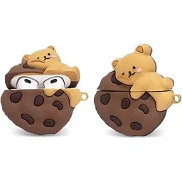 meyaar Silicone Case for Apple Airpods 4 (2024) Cute Design for AirPods 4 with Active Noise Cancellation (ANC) with Keychain Shockproof Protective Case (Cookies (Brown))-picture-5