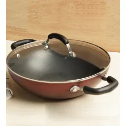 meyer Merlot 11 Inch Non- Stick Maroon Aluminium Kadhai with Lid-picture-23