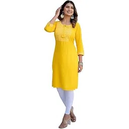 mf hayat Women Ladies Rayon Embroidery Casul Straight Long Kurta Kurti-picture-19