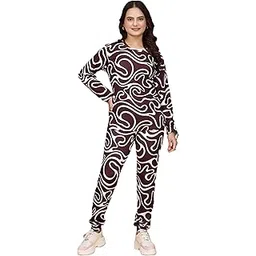 mf with square Women's Round Neck Cotton Tracksuit Set with Relaxed Fit Full Sleeves and Elastic Waist Pants for Activewear, Casual Wear, and Lounge Wear-picture-24