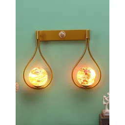 MFD HOME FURNISHING Beige & Red Dual 2 Pcs Glass Shade Wall Mounted Lamp With Metal Base-picture-26