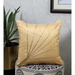 mfd home furnishing Beige Silk Abstract 16x16 inches Cushion Covers (1 Pc)-picture-32