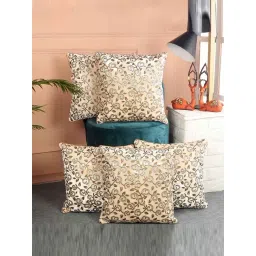 MFD HOME Furnishing Beige Velvet Cushion Cover - Set of 5-picture-16
