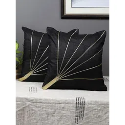 MFD HOME FURNISHING Black & Gold-Toned 2 Pieces Square Cushion Covers-picture-12