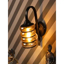 MFD HOME FURNISHING Black & Gold-Toned Glass Quirky Armed Sconces-picture-12