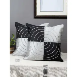 MFD HOME Furnishing Black & Silver Polyester Cushion Cover - Set of 2-picture-34