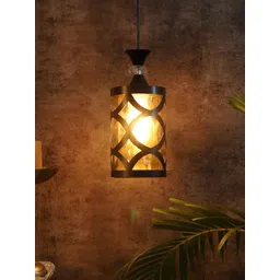 MFD HOME FURNISHING Black Cylindrical Contemporary Hanging Ceiling Lamp image 1