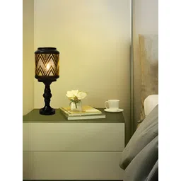 MFD HOME FURNISHING Black Metal Contemporary Cylindrical Shaped Table Lamp with Bulb-picture-21
