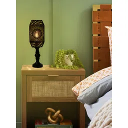 MFD HOME FURNISHING Black Metal Contemporary Cylindrical Shaped Table Lamp with Bulb-picture-18