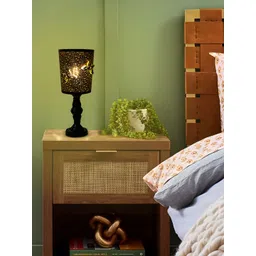 MFD HOME FURNISHING Black Metal Contemporary Rectangle Table Lamp with Bulb-picture-14