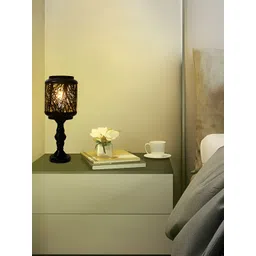 MFD HOME FURNISHING Black Metal Contemporary Rectangle Table Lamp with Bulb-picture-39