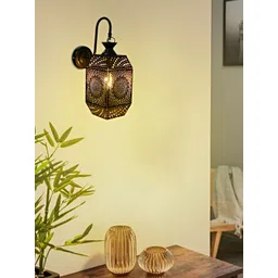 MFD HOME FURNISHING Black Metal Traditional Abstract Shaped Shaped Wall Lamp-picture-31