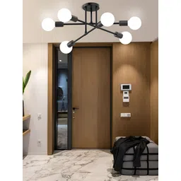 MFD HOME FURNISHING Black Spherical Metal 6-Light Chandelier Ceiling Lamp-picture-18