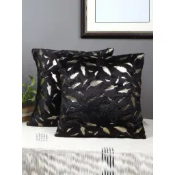 MFD HOME Furnishing Black Velvet Cushion Cover - Set of 2-picture-14