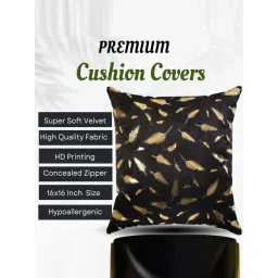 MFD HOME Furnishing Black Velvet Cushion Cover - Set of 5 image 5