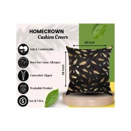 MFD HOME Furnishing Black Velvet Cushion Cover - Set of 5 image 4