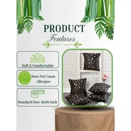 MFD HOME Furnishing Black Velvet Cushion Cover - Set of 5 image 3