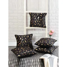 MFD HOME Furnishing Black Velvet Cushion Cover - Set of 5 image 1
