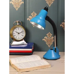 MFD HOME FURNISHING Blue & Black Solid Traditional Study Lamp-picture-14