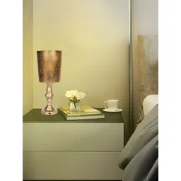 MFD HOME FURNISHING Bronze-Toned Metal Contemporary Cylindrical Shaped Table Lamp with Bulb-picture-20
