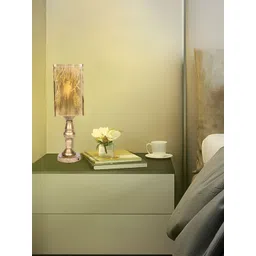 MFD HOME FURNISHING Bronze-Toned Metal Contemporary Cylindrical Shaped Table Lamp with Bulb-picture-30