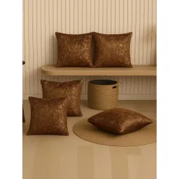 MFD HOME Furnishing Brown Jacquard glitter Cushion Covers - Set of 5-picture-45