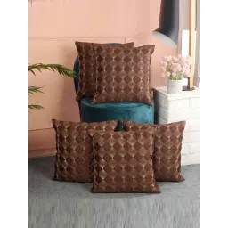 MFD HOME Furnishing Brown Satin Cushion Cover - Set of 5-picture-23