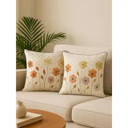 MFD HOME Furnishing Cream Linen flower printing Cushion Covers - Set of 2-picture-28