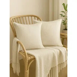 MFD HOME Furnishing Cream Silk Cushion Covers - Set of 2-picture-32