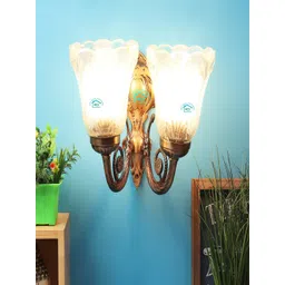 MFD HOME FURNISHING Gold-Toned & Transparent Solid Bell-Shaped Glass Wallchiere-picture-57