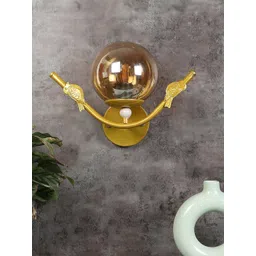 MFD HOME FURNISHING Gold Toned Glass Wall Lamp With Metal Base-picture-19