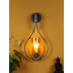 MFD HOME FURNISHING Grey & Gold-Toned Cylinder Shaped Wall Lamp-picture-14