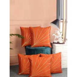 MFD HOME Furnishing Red Polyester Cushion Cover - Set of 5-picture-35