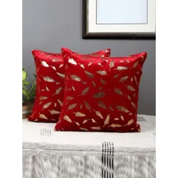 MFD HOME Furnishing Red Velvet Cushion Cover - Set of 2-picture-40
