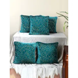 MFD HOME Furnishing Sea Green Velvet Cushion Cover - Set of 5-picture-32