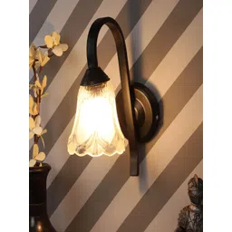 MFD HOME FURNISHING Transparent & Black Glass Contemporary China Bell Armed Sconce-picture-22