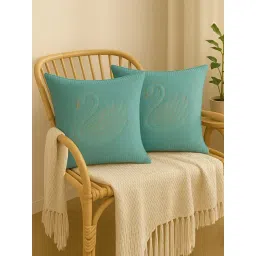 MFD HOME Furnishing Turquoise Blue Holand Embroidered Cushion Covers - Set of 2-picture-36