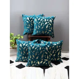 MFD HOME Furnishing Turquoise Blue Velvet Cushion Cover - Set of 5-picture-18