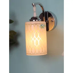 MFD HOME FURNISHING White & Silver-Toned Printed Cylinder Shaped Wall Lamp-picture-39