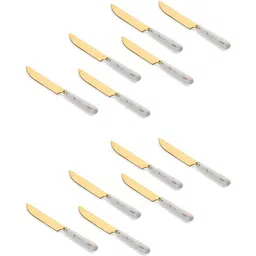 mgeezz Golden Body Butter 12 Knife Set Ceramic Handle for Kitchen-Restaurant Cutlery Stainless Steel, Ceramic Butter Spreader Set-picture-30