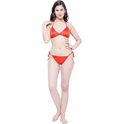 mgt creation Nylon Lycra Spandex Bikini Set for Women for Beach red 1pc-picture-17