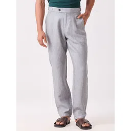 MH&Y Men Comfort Relaxed Fit Pleated Linen Trousers-picture-31