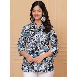 MHIZHA Women Floral Printed Mandarin Collar Top-picture-40
