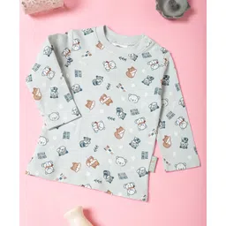 Mi Arcus 100% Cotton Full Sleeves  All Over Animal Printed Tee -  Blue-picture-24