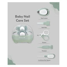Mi Arcus Baby Grooming Scissors & Nail Clipper Kit Manicure Set Pack of 5- Green, 0M+-picture-17